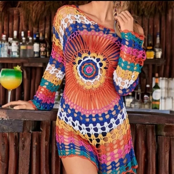 Sexy Summer Women Beachwear Crochet Tunic Black - Picture 4 of 8